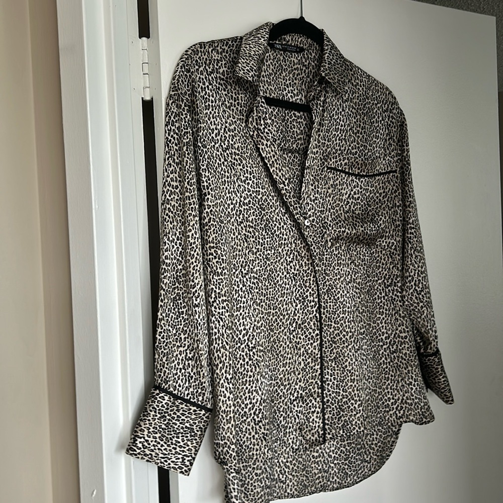 Leopard Zara Button Down Blouse